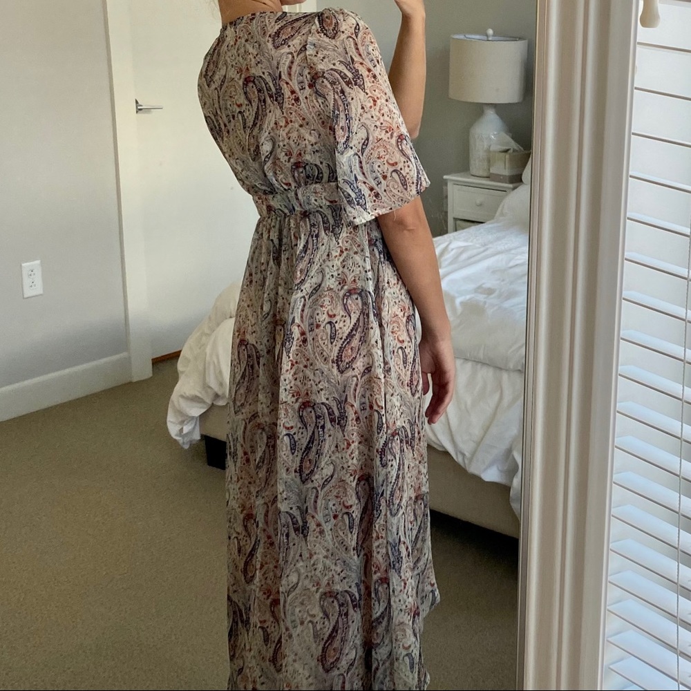 Promesa Sheer Front Button Up Paisley Dress - Picture 6 of 6